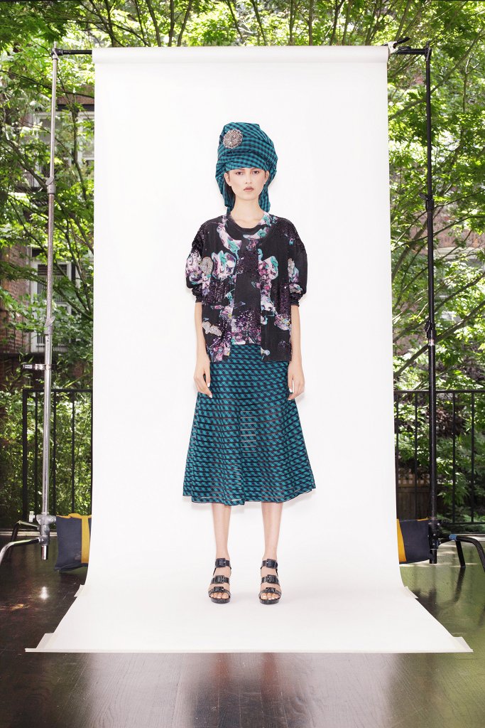 2014早春 辛西娅·洛蕾 美国 纽约 女装 及膝短裙 裙子 服装 印花衬衫