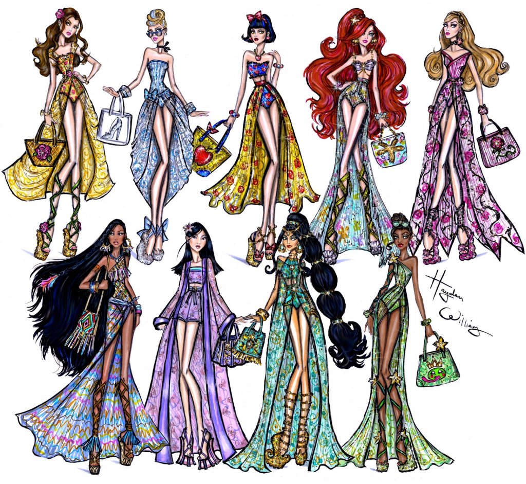 Disney Divas 'Beach Beauties' collection 时装插画集 - by Hayden Williams